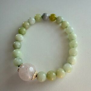 Light Green Jade & Rose Quartz Bracelet